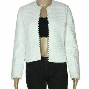 Polder Front Open Quilted Lace Long Sleeve White Jacket